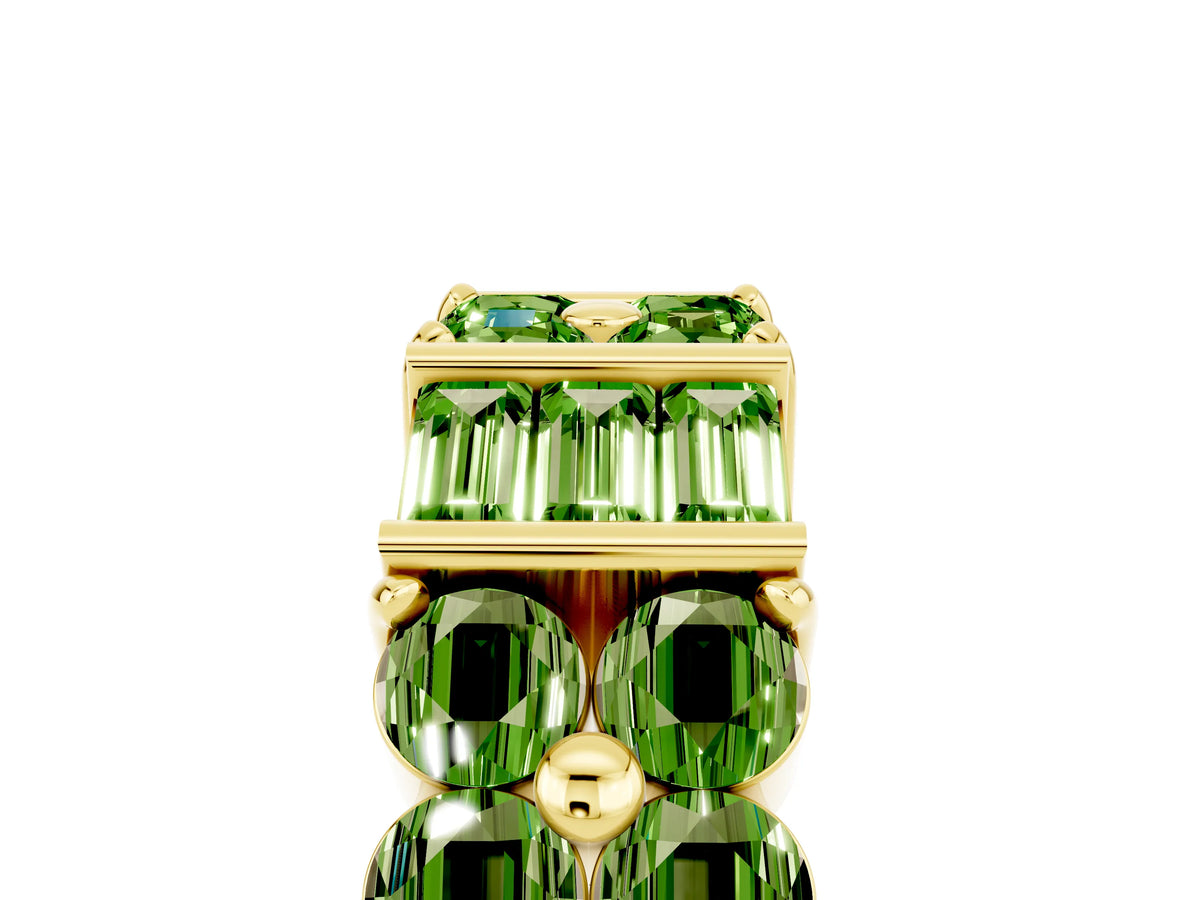 Round and Baguette Peridot Anniversary Band in Yellow gold with Channel and Prong Setting_5