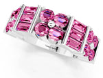 Round and Baguette Pink Sapphire Anniversary Band in Platinum with Channel and Prong Setting_1