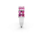 Round and Baguette Pink Sapphire Anniversary Band in Platinum with Channel and Prong Setting_2
