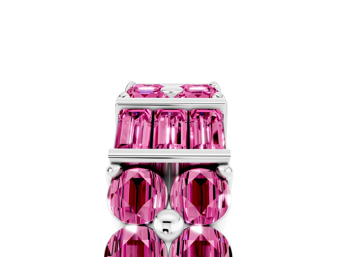 Round and Baguette Pink Sapphire Anniversary Band in Platinum with Channel and Prong Setting_5