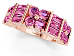 Round and Baguette Pink Sapphire Anniversary Band in Rose gold with Channel and Prong Setting_1