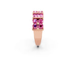 Round and Baguette Pink Sapphire Anniversary Band in Rose gold with Channel and Prong Setting_2