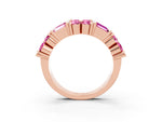 Round and Baguette Pink Sapphire Anniversary Band in Rose gold with Channel and Prong Setting_3