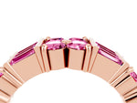 Round and Baguette Pink Sapphire Anniversary Band in Rose gold with Channel and Prong Setting_4