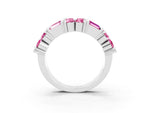 Round and Baguette Pink Sapphire Anniversary Band in White gold with Channel and Prong Setting_3