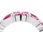 Round and Baguette Pink Sapphire Anniversary Band in White gold with Channel and Prong Setting_4