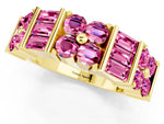 Round and Baguette Pink Sapphire Anniversary Band in Yellow gold with Channel and Prong Setting_1