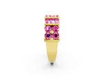 Round and Baguette Pink Sapphire Anniversary Band in Yellow gold with Channel and Prong Setting_2