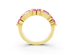 Round and Baguette Pink Sapphire Anniversary Band in Yellow gold with Channel and Prong Setting_3