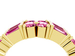 Round and Baguette Pink Sapphire Anniversary Band in Yellow gold with Channel and Prong Setting_4
