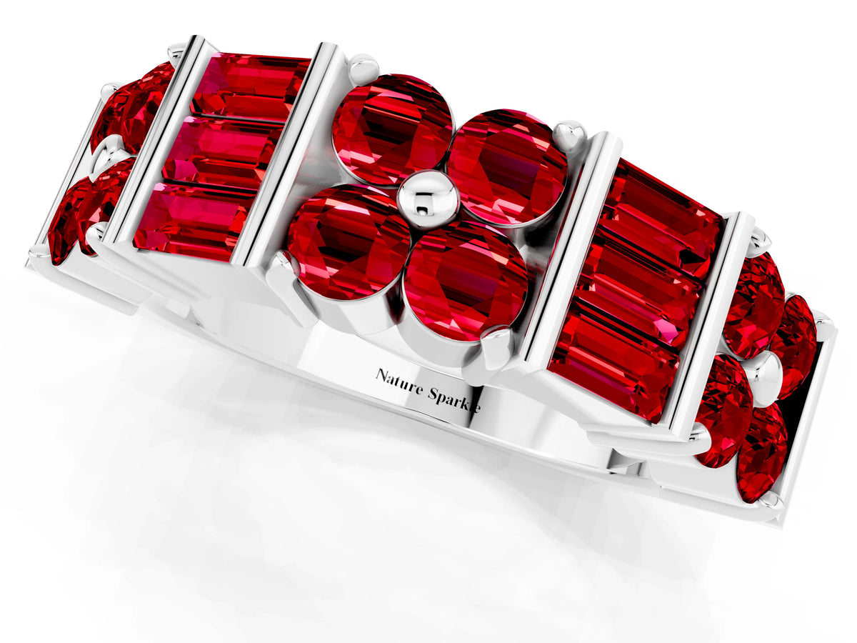 Round and Baguette Ruby Anniversary Band in Platinum with Channel and Prong Setting_1