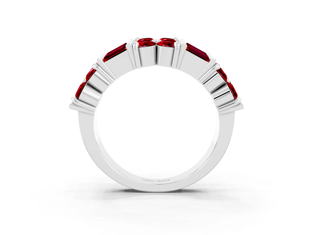 Round and Baguette Ruby Anniversary Band in Platinum with Channel and Prong Setting_3
