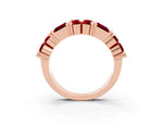 Round and Baguette Ruby Anniversary Band in Rose gold with Channel and Prong Setting_3