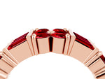 Round and Baguette Ruby Anniversary Band in Rose gold with Channel and Prong Setting_4