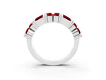 Round and Baguette Ruby Anniversary Band in White gold with Channel and Prong Setting_3
