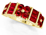 Round and Baguette Ruby Anniversary Band in Yellow gold with Channel and Prong Setting_1