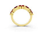 Round and Baguette Ruby Anniversary Band in Yellow gold with Channel and Prong Setting_3