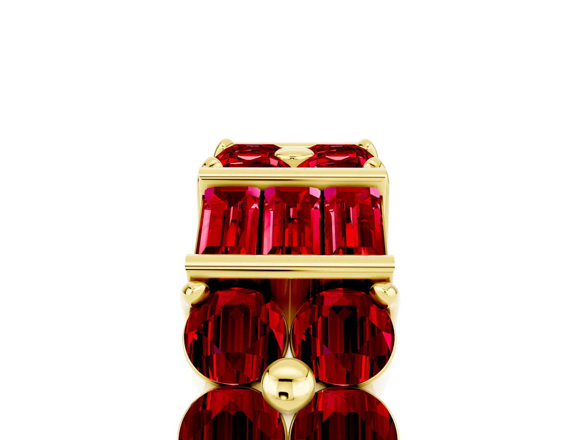 Round and Baguette Ruby Anniversary Band in Yellow gold with Channel and Prong Setting_5