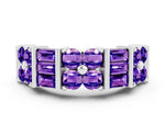 Round and Baguette Tanzanite Anniversary Band in Silver with Channel and Prong Setting