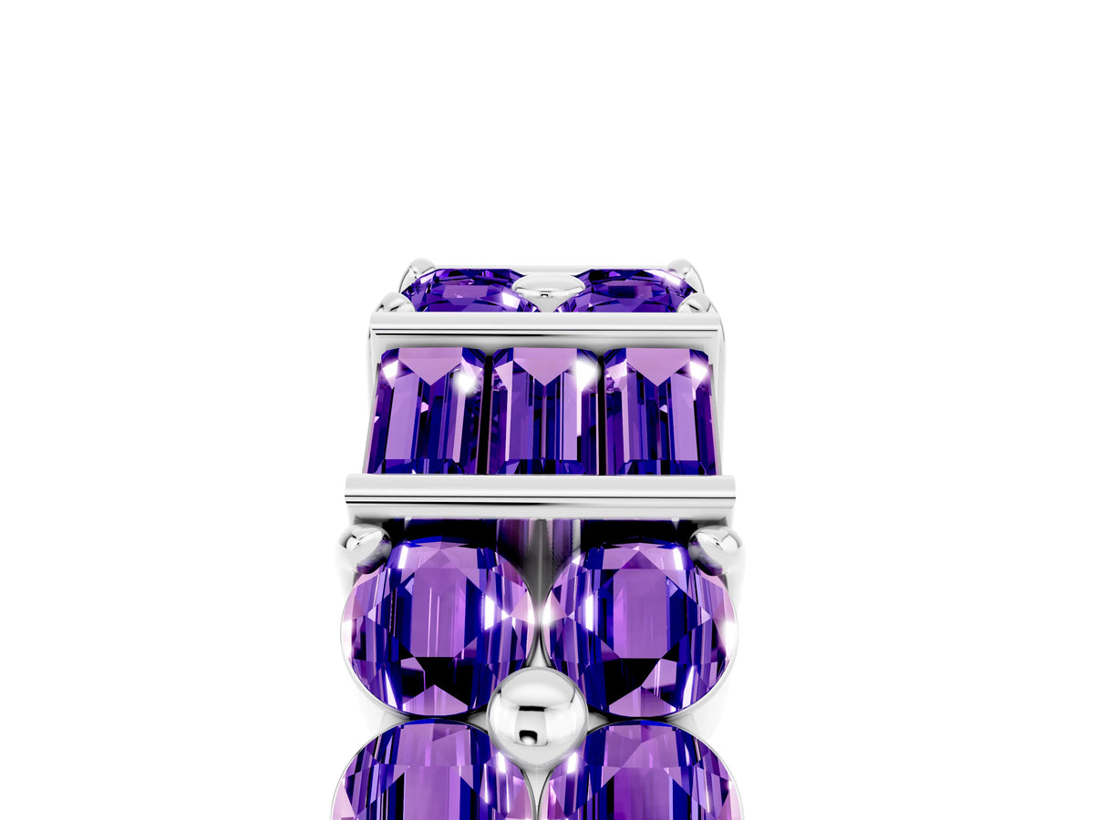 Round and Baguette Tanzanite Anniversary Band in Silver with Channel and Prong Setting_5