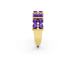 Round and Baguette Tanzanite Anniversary Band in Yellow gold with Channel and Prong Setting_2