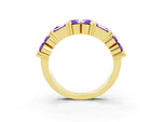 Round and Baguette Tanzanite Anniversary Band in Yellow gold with Channel and Prong Setting_3