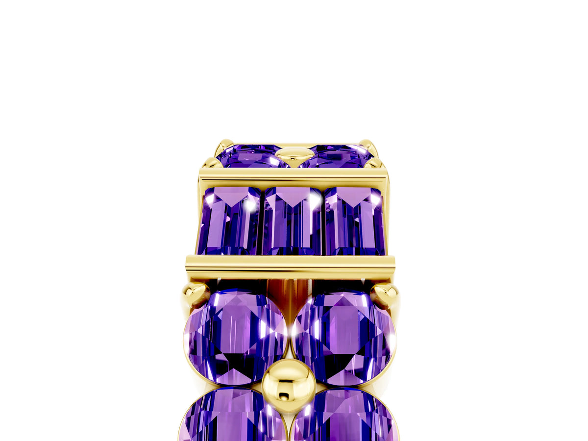 Round and Baguette Tanzanite Anniversary Band in Yellow gold with Channel and Prong Setting_5