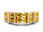 Round and Baguette Yellow Sapphire Anniversary Band in Rose gold with Channel and Prong Setting