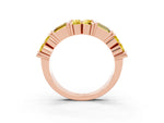 Round and Baguette Yellow Sapphire Anniversary Band in Rose gold with Channel and Prong Setting_3