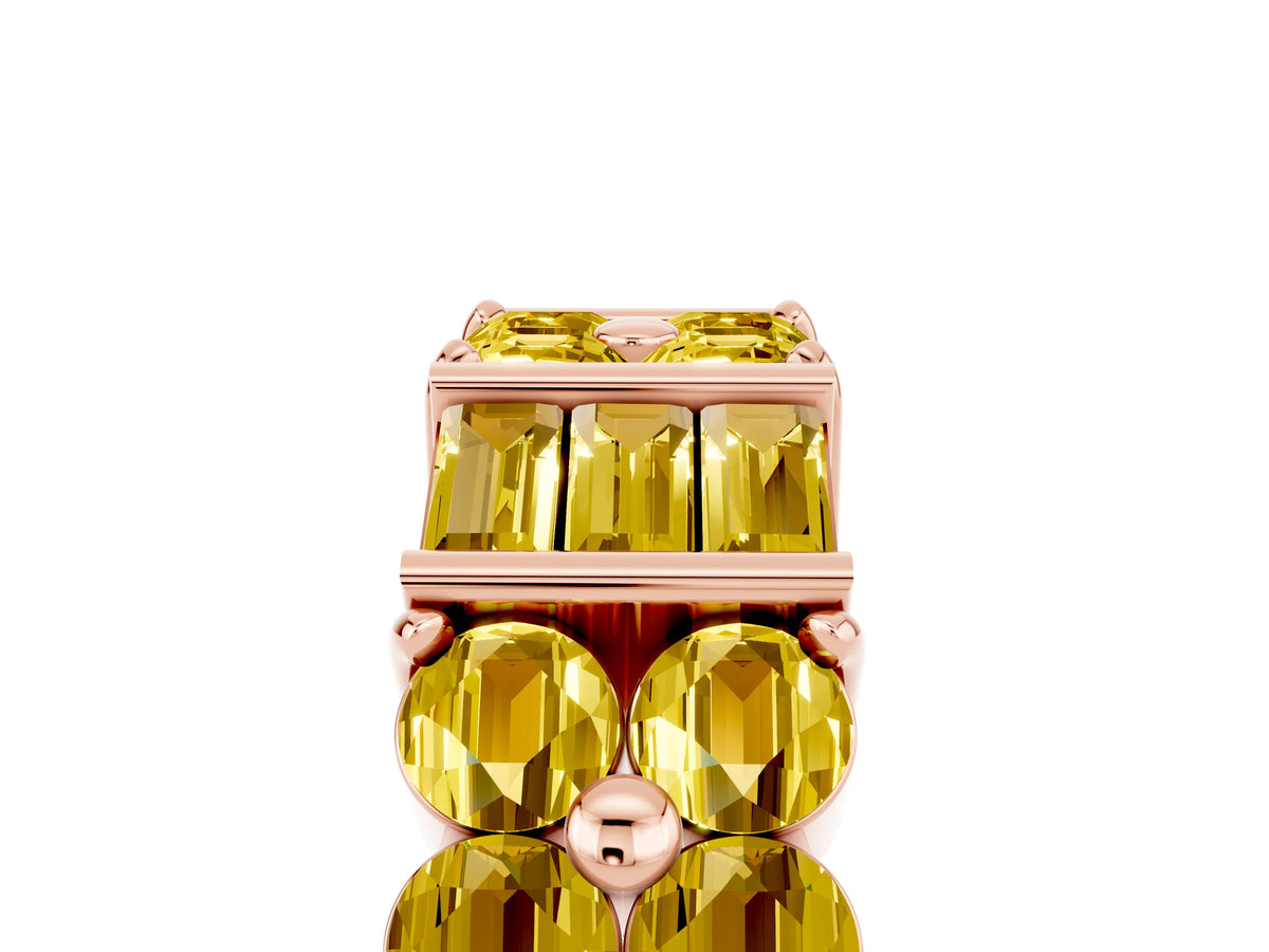 Round and Baguette Yellow Sapphire Anniversary Band in Rose gold with Channel and Prong Setting_5