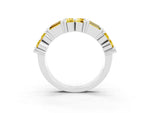 Round and Baguette Yellow Sapphire Anniversary Band in White gold with Channel and Prong Setting_3