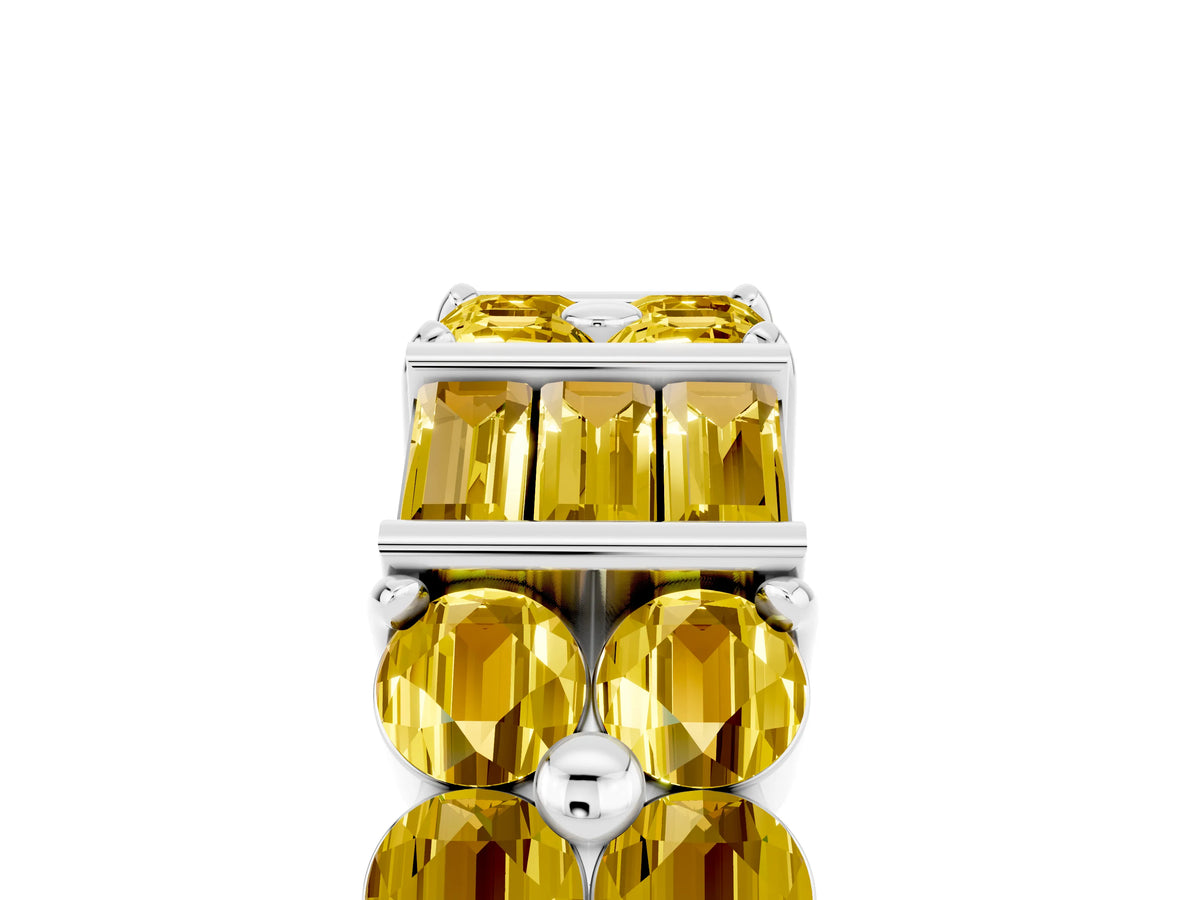 Round and Baguette Yellow Sapphire Anniversary Band in White gold with Channel and Prong Setting_5