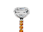 Silver Asscher Cut Diamond Solitaire Ring with Round Citrine Pavé Band and Prong Setting_17
