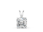 Silver Asscher Diamond Solitaire Pendant with Four Prong Setting_2