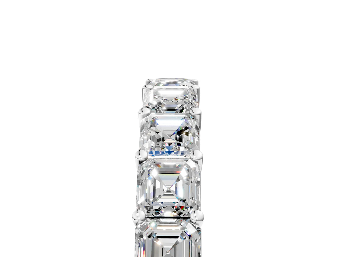 Silver Asscher cut diamond Half Eternity Band with Shared Prong Setting_17