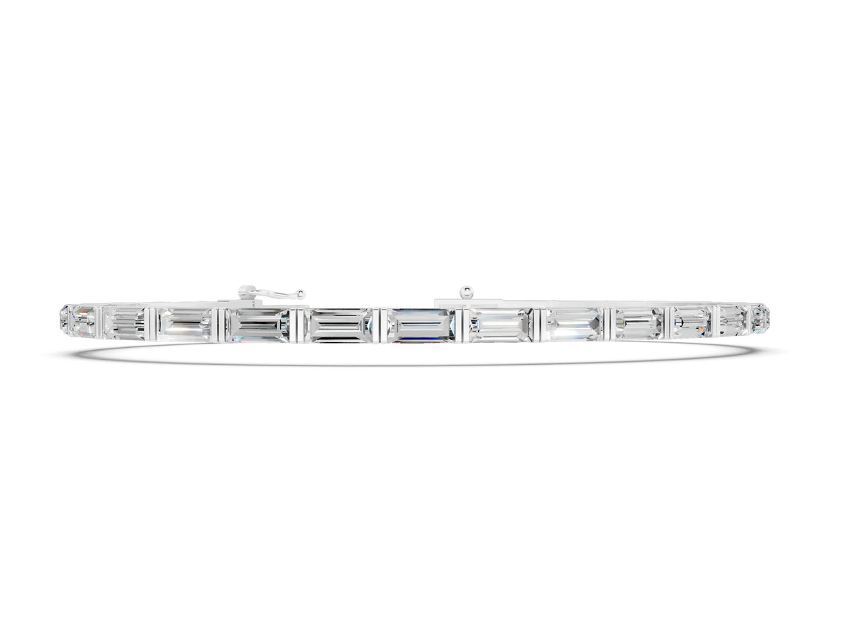 Silver Baguette Cut Diamond Bar Set Tennis Bracelet_2