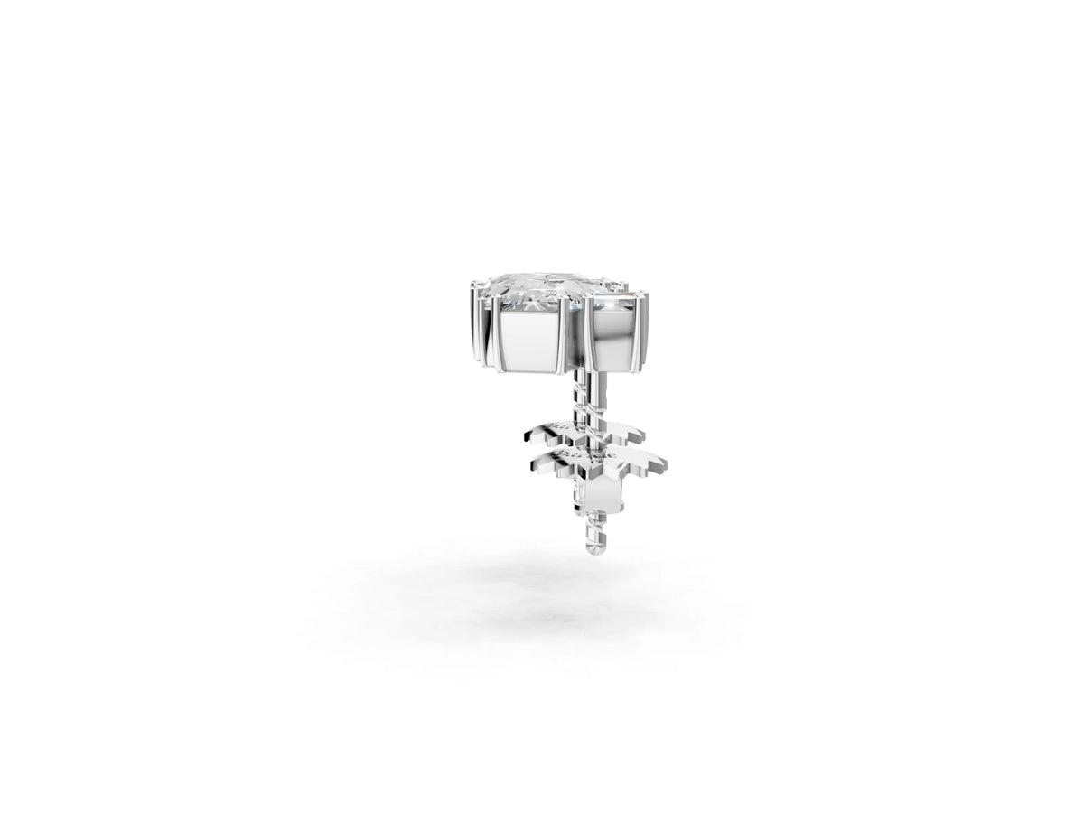 Silver Baguette and Princess Diamond Mosaic Abstract Stud Earrings_8