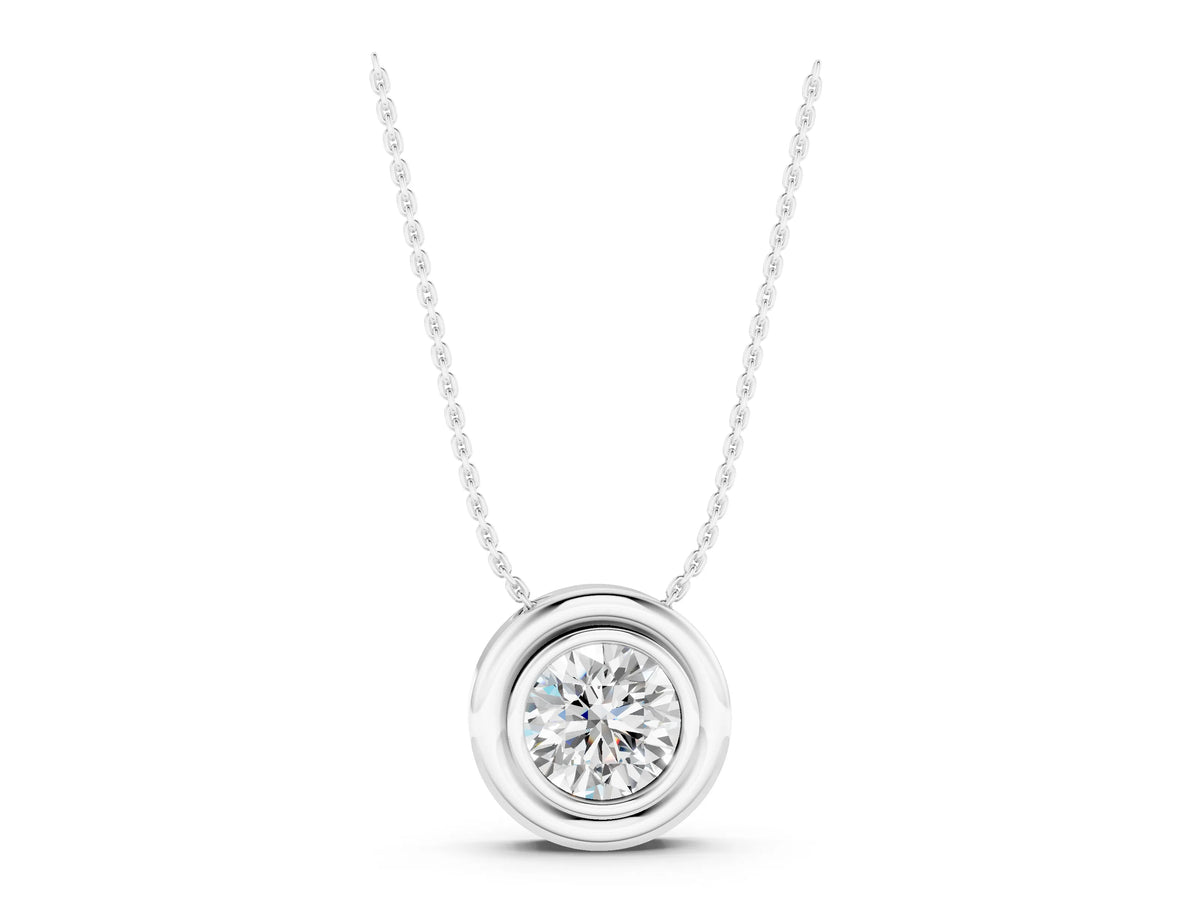 Silver Bezel Round Diamond Pendant_5