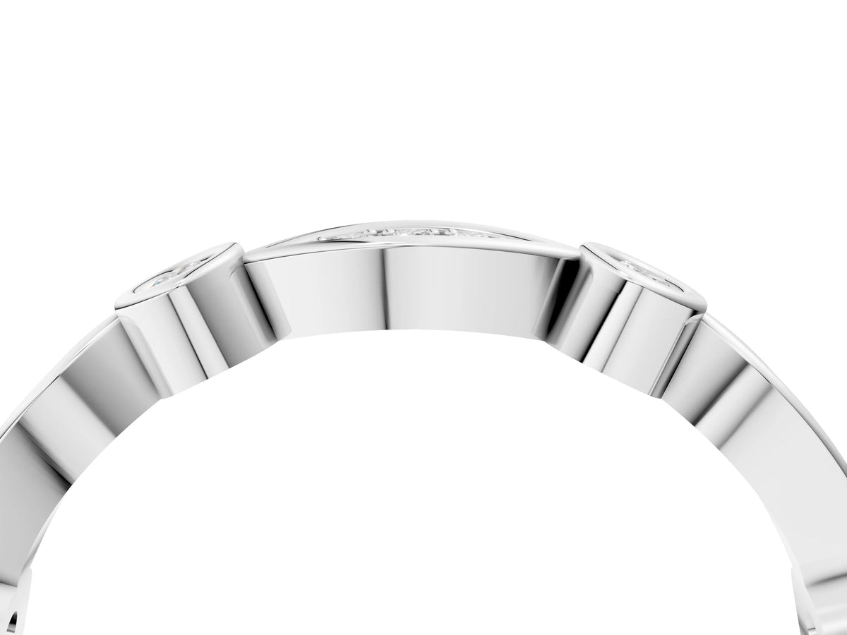 Silver Bezel Set Marquise and Round Diamond Contour Band_16