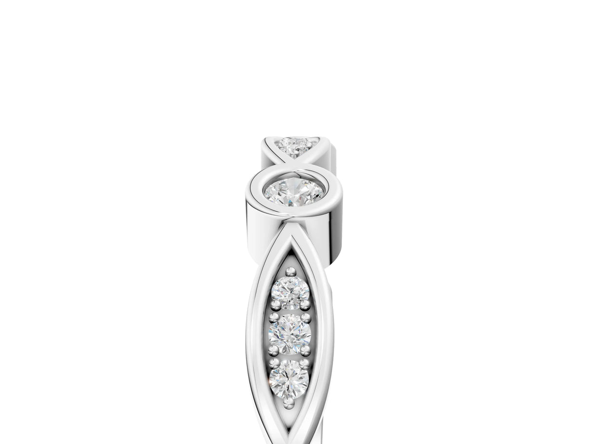 Silver Bezel Set Marquise and Round Diamond Contour Band_17