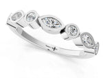 Silver Bezel Set Marquise and Round Diamond Stackable Band_13
