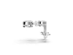 Silver Bezel-Set Round Cut Drop Earrings with Post Back_3