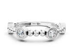 Silver Bezel Set Round Diamond Beaded Band_6