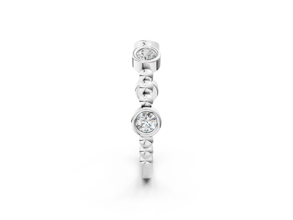 Silver Bezel Set Round Diamond Beaded Band_8
