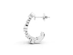 Silver Bezel Set Round Diamond Beaded Hoop Earrings_5