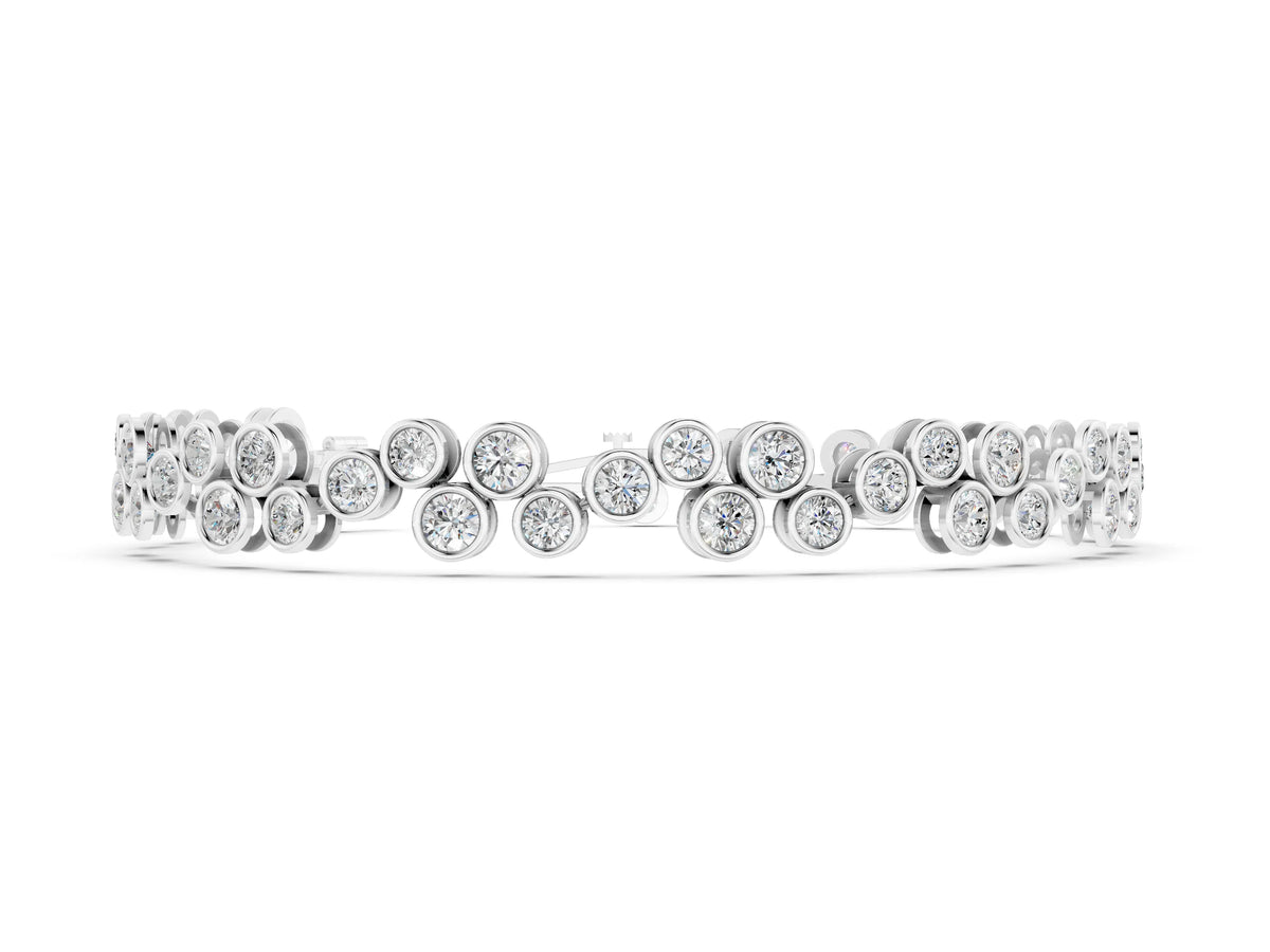 Silver Bezel Set Round Diamond Cluster Tennis Bracelet_2