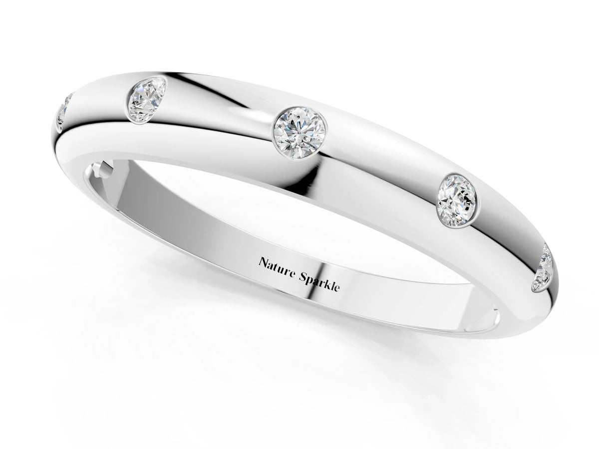Silver Bezel Set Round Diamond Comfort Fit Band_13