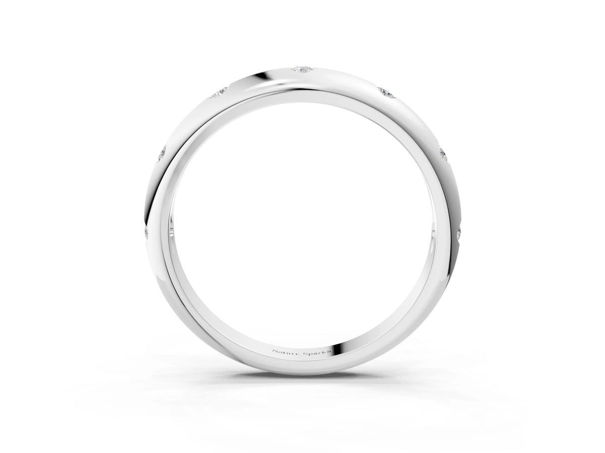 Silver Bezel Set Round Diamond Comfort Fit Band_15