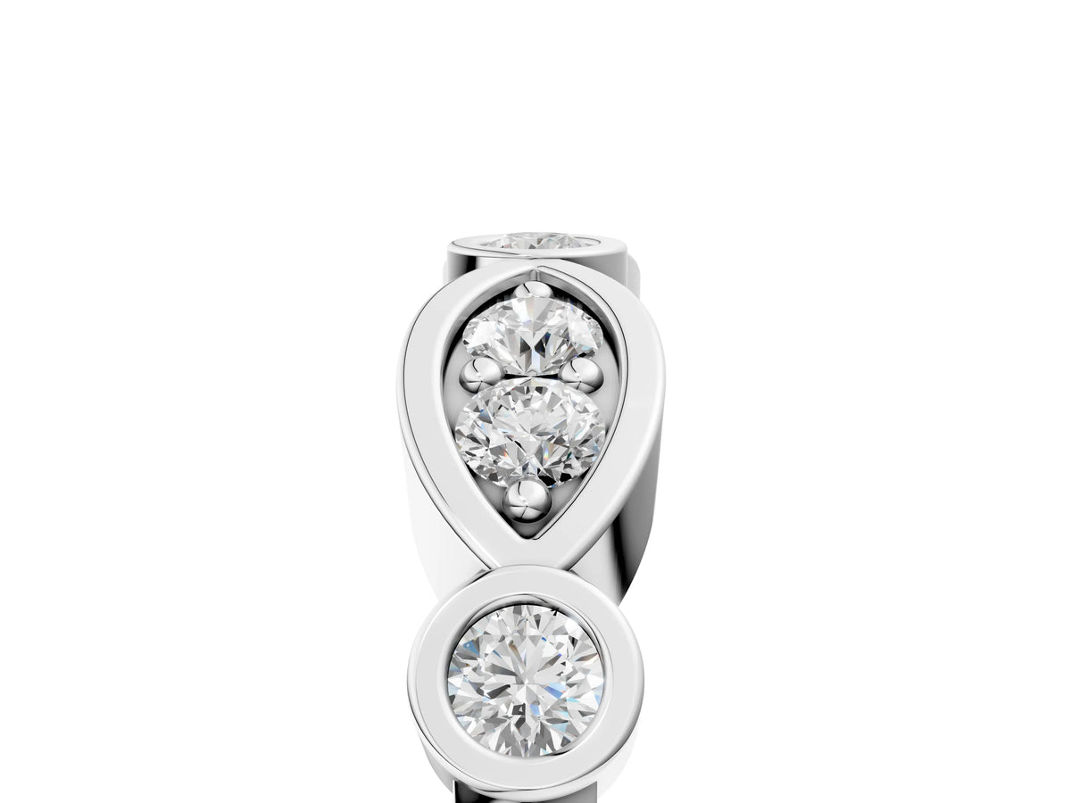 Silver Bezel Set Round Diamond Marquise Band_17