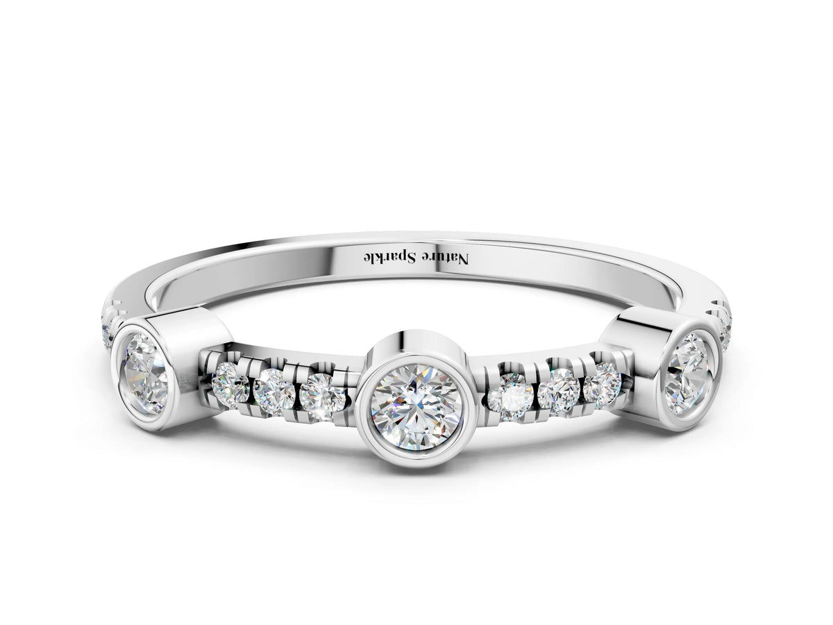 Silver Bezel Set Round Diamond Pavé Band_12